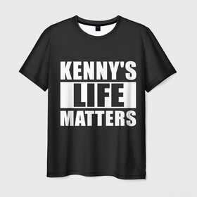 Мужская футболка 3D с принтом KENNYS LIFE MATTERS в Тюмени, 100% полиэфир | прямой крой, круглый вырез горловины, длина до линии бедер | Тематика изображения на принте: cartman | kenny | park | south | southpark | картман | кенни | мульт | мультик | парк | персонаж | персонажи | сериал | южный