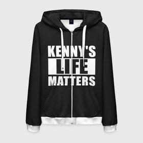 Мужская толстовка 3D на молнии с принтом KENNYS LIFE MATTERS в Тюмени, 100% полиэстер | длина до линии бедра, манжеты и пояс оформлены мягкой тканевой резинкой, двухслойный капюшон со шнурком для регулировки, спереди молния, по бокам два кармана | Тематика изображения на принте: cartman | kenny | park | south | southpark | картман | кенни | мульт | мультик | парк | персонаж | персонажи | сериал | южный