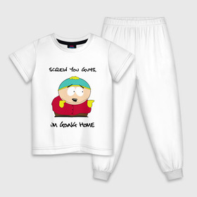 Детская пижама хлопок с принтом ЮЖНЫЙ ПАРК в Тюмени, 100% хлопок |  брюки и футболка прямого кроя, без карманов, на брюках мягкая резинка на поясе и по низу штанин
 | cartman | kenny | south park | картман | кенни | мультфильмы | саус парк | южный парк