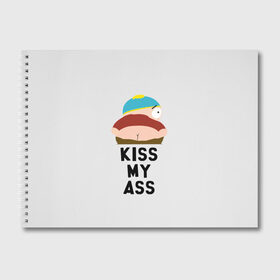Альбом для рисования с принтом Kiss My Ass в Тюмени, 100% бумага
 | матовая бумага, плотность 200 мг. | Тематика изображения на принте: cartman | kenny | park | south | southpark | картман | кенни | мульт | мультик | парк | персонаж | персонажи | сериал | южный