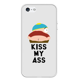 Чехол для iPhone 5/5S матовый с принтом Kiss My Ass в Тюмени, Силикон | Область печати: задняя сторона чехла, без боковых панелей | cartman | kenny | park | south | southpark | картман | кенни | мульт | мультик | парк | персонаж | персонажи | сериал | южный