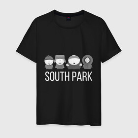 Мужская футболка хлопок с принтом South Park в Тюмени, 100% хлопок | прямой крой, круглый вырез горловины, длина до линии бедер, слегка спущенное плечо. | cartman | kartman | kenny | park | south | брофловски | кайл | картинка | картман | кенни | маккормик | марш | парк | саус | сауспарк | стэн | стэнли | эрик | южный