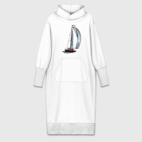 Платье удлиненное хлопок с принтом Парусник в Тюмени,  |  | арт | корабль | лодка | парус | парусник