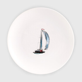 Тарелка с принтом Парусник в Тюмени, фарфор | диаметр - 210 мм
диаметр для нанесения принта - 120 мм | арт | корабль | лодка | парус | парусник