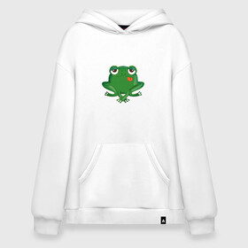 Худи SuperOversize хлопок с принтом Who let the frogs out?  в Тюмени, 70% хлопок, 30% полиэстер, мягкий начес внутри | карман-кенгуру, эластичная резинка на манжетах и по нижней кромке, двухслойный капюшон
 | Тематика изображения на принте: жаба | лягушка