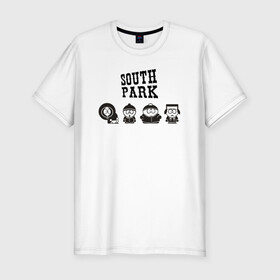 Мужская футболка хлопок Slim с принтом South park в Тюмени, 92% хлопок, 8% лайкра | приталенный силуэт, круглый вырез ворота, длина до линии бедра, короткий рукав | кайл брофловски | кенни маккормик | стэн марш | эрик картман
