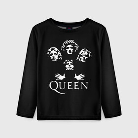 Детский лонгслив 3D с принтом QUEEN (НА СПИНЕ) в Тюмени, 100% полиэстер | длинные рукава, круглый вырез горловины, полуприлегающий силуэт
 | queen | rock | we will rock you | брайан мэи | группа queen | группа квин | джон дикон | квин | королева | король | роджер тейлор | рок | фредди меркьюри