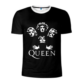 Мужская футболка 3D спортивная с принтом QUEEN (НА СПИНЕ) в Тюмени, 100% полиэстер с улучшенными характеристиками | приталенный силуэт, круглая горловина, широкие плечи, сужается к линии бедра | queen | rock | we will rock you | брайан мэи | группа queen | группа квин | джон дикон | квин | королева | король | роджер тейлор | рок | фредди меркьюри