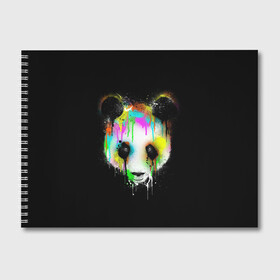 Альбом для рисования с принтом Панда в краске в Тюмени, 100% бумага
 | матовая бумага, плотность 200 мг. | panda | животные | краска | медведь | милая | няшная | панда | прикольная | смешно | юмор