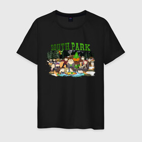 Мужская футболка хлопок с принтом South Park в Тюмени, 100% хлопок | прямой крой, круглый вырез горловины, длина до линии бедер, слегка спущенное плечо. | south park | баттерс | кайл | картман | картмен | кени | кеннет | кенни | мультик | саус парк | стэнли | эрик | южный парк