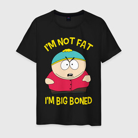 Мужская футболка хлопок с принтом South Park, Эрик Картман в Тюмени, 100% хлопок | прямой крой, круглый вырез горловины, длина до линии бедер, слегка спущенное плечо. | Тематика изображения на принте: eric cartman | south park | эрик картман | южный парк | я не толстый у меня кость широкая