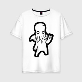Женская футболка хлопок Oversize с принтом Ктулху в Тюмени, 100% хлопок | свободный крой, круглый ворот, спущенный рукав, длина до линии бедер
 | ктулху | лавкрафт | монстр | некрономикон | ужас | фэнтези | чудовище