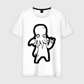 Мужская футболка хлопок с принтом Ктулху в Тюмени, 100% хлопок | прямой крой, круглый вырез горловины, длина до линии бедер, слегка спущенное плечо. | ктулху | лавкрафт | монстр | некрономикон | ужас | фэнтези | чудовище