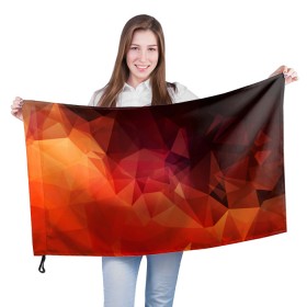 Флаг 3D с принтом Polygon(orange) в Тюмени, 100% полиэстер | плотность ткани — 95 г/м2, размер — 67 х 109 см. Принт наносится с одной стороны | 