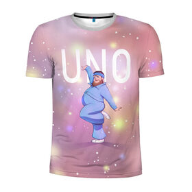 Мужская футболка 3D спортивная с принтом UNO (Little Big) в Тюмени, 100% полиэстер с улучшенными характеристиками | приталенный силуэт, круглая горловина, широкие плечи, сужается к линии бедра | Тематика изображения на принте: eurovision 2020 | little big | uno | вог | евровидение | литтл биг | пухляш | танец | уно | юно