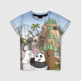 Детская футболка 3D с принтом Вся правда о медведях. Селфи в Тюмени, 100% гипоаллергенный полиэфир | прямой крой, круглый вырез горловины, длина до линии бедер, чуть спущенное плечо, ткань немного тянется | grizzly | ice bear | panda | the three bare bears | vdzajul | we bare bears | белый | вся правда о медведях | гризли | панда | правда