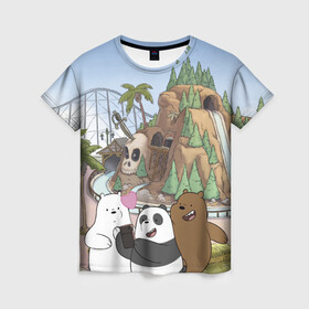 Женская футболка 3D с принтом Вся правда о медведях. Селфи в Тюмени, 100% полиэфир ( синтетическое хлопкоподобное полотно) | прямой крой, круглый вырез горловины, длина до линии бедер | grizzly | ice bear | panda | the three bare bears | vdzajul | we bare bears | белый | вся правда о медведях | гризли | панда | правда