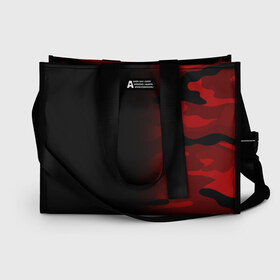 Сумка-шоппер 3D с принтом RED BLACK MILITARY CAMO в Тюмени, 100% полиэстер | застегивается на металлическую кнопку; внутренний карман застегивается на молнию. Стенки укреплены специальным мягким материалом, чтобы защитить содержимое от несильных ударов
 | Тематика изображения на принте: abstract | camo | geometry | geometry stripes | military | texture | абстракция | армейские | армия | геометрические полосы | геометрия | камуфляж | красный камуфляж | милитари | текстура