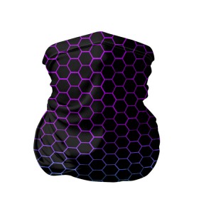 Бандана-труба 3D с принтом НЕОНОВЫЕ СОТЫ в Тюмени, 100% полиэстер, ткань с особыми свойствами — Activecool | плотность 150‒180 г/м2; хорошо тянется, но сохраняет форму | abstraction | cyberpunk | geometry | hexagon | neon | stripes | techno | texture | triangle | абстракция | геометрия | краски | неон | неоновый | сетка | соты | стальная броня | текстура