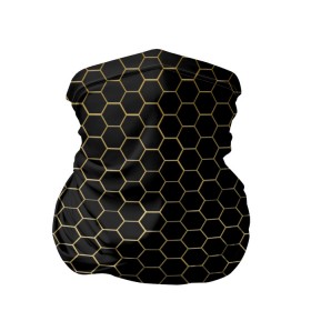 Бандана-труба 3D с принтом ЗОЛОТЫЕ СОТЫ в Тюмени, 100% полиэстер, ткань с особыми свойствами — Activecool | плотность 150‒180 г/м2; хорошо тянется, но сохраняет форму | abstract | geometry | geometry stripes | golden honeycombs | grunge | texture | абстракция | брызги | геометрические полосы | геометрия | гранж | золотые соты | краски | соты | текстура