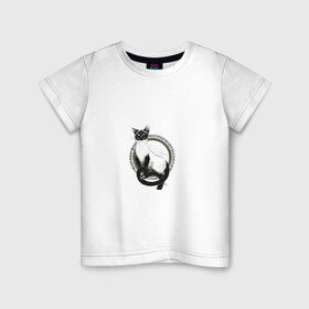 Детская футболка хлопок с принтом Ostara (Остара) в Тюмени, 100% хлопок | круглый вырез горловины, полуприлегающий силуэт, длина до линии бедер | ostara
остара
котики
руны
беркана
сиамский кот | арт | животные | искусство | картинка | рисунок