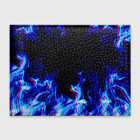 Обложка для студенческого билета с принтом СИНИЙ ОГОНЬ ГЛИТЧ | BLUE FIRE GLITCH в Тюмени, натуральная кожа | Размер: 11*8 см; Печать на всей внешней стороне | Тематика изображения на принте: abstraction | fire | flame | geometry | hexagon | neon | paints | stripes | texture | triangle | абстракция | брызги | геометрия | краски | неон | неоновый | огонь | соты | текстура