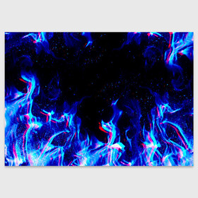 Поздравительная открытка с принтом СИНИЙ ОГОНЬ ГЛИТЧ | BLUE FIRE GLITCH в Тюмени, 100% бумага | плотность бумаги 280 г/м2, матовая, на обратной стороне линовка и место для марки
 | abstraction | fire | flame | geometry | hexagon | neon | paints | stripes | texture | triangle | абстракция | брызги | геометрия | краски | неон | неоновый | огонь | соты | текстура