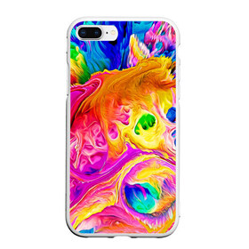 Чехол для iPhone 7Plus/8 Plus матовый с принтом TIE DYE в Тюмени, Силикон | Область печати: задняя сторона чехла, без боковых панелей | abstraction | geometry | hexagon | neon | paints | stripes | texture | tie dye | triangle | абстракция | брызги | геометрия | краски | неон | неоновый | соты | тай дай | текстура