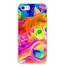 Чехол для iPhone 5/5S матовый с принтом TIE DYE в Тюмени, Силикон | Область печати: задняя сторона чехла, без боковых панелей | abstraction | geometry | hexagon | neon | paints | stripes | texture | tie dye | triangle | абстракция | брызги | геометрия | краски | неон | неоновый | соты | тай дай | текстура