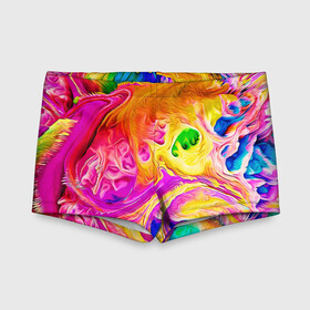 Детские купальные плавки 3D с принтом TIE DYE в Тюмени, Полиэстер 85%, Спандекс 15% | Слитный крой, подклад по переду изделия, узкие бретели | Тематика изображения на принте: abstraction | geometry | hexagon | neon | paints | stripes | texture | tie dye | triangle | абстракция | брызги | геометрия | краски | неон | неоновый | соты | тай дай | текстура