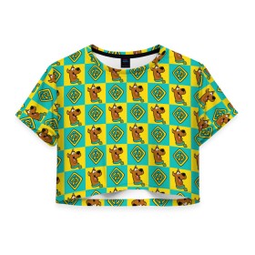 Женская футболка Crop-top 3D с принтом Scooby-Doo Logo в Тюмени, 100% полиэстер | круглая горловина, длина футболки до линии талии, рукава с отворотами | scooby doo | vdosadir | скуберт фон дуенхеймер | скуби ду | уильям ханна