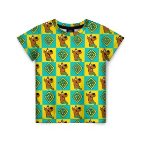 Детская футболка 3D с принтом Scooby-Doo Logo в Тюмени, 100% гипоаллергенный полиэфир | прямой крой, круглый вырез горловины, длина до линии бедер, чуть спущенное плечо, ткань немного тянется | Тематика изображения на принте: scooby doo | vdosadir | скуберт фон дуенхеймер | скуби ду | уильям ханна