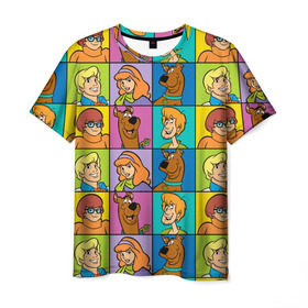 Мужская футболка 3D с принтом Scooby-Doo Сharacters в Тюмени, 100% полиэфир | прямой крой, круглый вырез горловины, длина до линии бедер | fred jones | scooby doo | vdosadir | velma dinkle | велма динкли | дафна блейк | скуберт фон дуенхеймер | скуби ду | уильям ханна | фред джонс