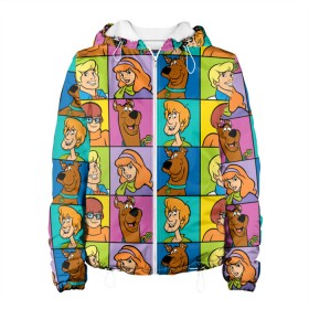 Женская куртка 3D с принтом Scooby-Doo Сharacters в Тюмени, ткань верха — 100% полиэстер, подклад — флис | прямой крой, подол и капюшон оформлены резинкой с фиксаторами, два кармана без застежек по бокам, один большой потайной карман на груди. Карман на груди застегивается на липучку | Тематика изображения на принте: fred jones | scooby doo | vdosadir | velma dinkle | велма динкли | дафна блейк | скуберт фон дуенхеймер | скуби ду | уильям ханна | фред джонс