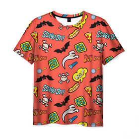 Мужская футболка 3D с принтом Scooby-Doo в Тюмени, 100% полиэфир | прямой крой, круглый вырез горловины, длина до линии бедер | Тематика изображения на принте: halloween | scooby doo | vdosadir | скуби ду | уильям ханна | хэллоуин