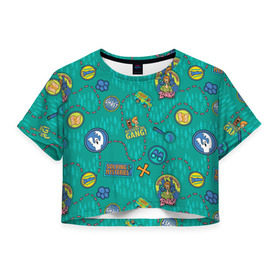 Женская футболка Crop-top 3D с принтом Scooby-Doo Mystery в Тюмени, 100% полиэстер | круглая горловина, длина футболки до линии талии, рукава с отворотами | scooby doo | vdosadir | скуберт фон дуенхеймер | скуби ду | уильям ханна | шэгги