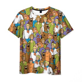 Мужская футболка 3D с принтом Scooby-Doo Team в Тюмени, 100% полиэфир | прямой крой, круглый вырез горловины, длина до линии бедер | fred jones | scooby doo | vdosadir | velma dinkle | велма динкли | дафна блейк | скуберт фон дуенхеймер | скуби ду | уильям ханна | фред джонс | шегги