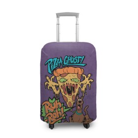 Чехол для чемодана 3D с принтом Pizza Ghost ! в Тюмени, 86% полиэфир, 14% спандекс | двустороннее нанесение принта, прорези для ручек и колес | ruh roh | scooby doo | vdosadir | пицца | скуберт фон дуенхеймер | скуби ду | уильям ханна