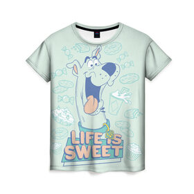 Женская футболка 3D с принтом Life is Sweet в Тюмени, 100% полиэфир ( синтетическое хлопкоподобное полотно) | прямой крой, круглый вырез горловины, длина до линии бедер | scooby doo | vdosadir | скуберт фон дуенхеймер | скуби ду | уильям ханна