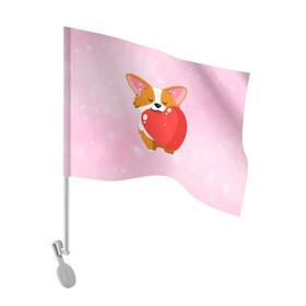 Флаг для автомобиля с принтом Милый корги в Тюмени, 100% полиэстер | Размер: 30*21 см | corgi | корги | маленькая собачка | милый | милый корги | рыжая | рыжая собачка | собака | собачка | такси