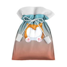 Подарочный 3D мешок с принтом Милый корги в Тюмени, 100% полиэстер | Размер: 29*39 см | Тематика изображения на принте: corgi | корги | маленькая собачка | милый | милый корги | рыжая | рыжая собачка | собака | собачка | такси