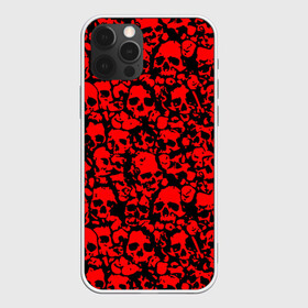 Чехол для iPhone 12 Pro с принтом КРАСНЫЕ ЧЕРЕПА | RED SKULL в Тюмени, силикон | область печати: задняя сторона чехла, без боковых панелей | abstraction | bones | geometry | hexagon | neon | paints | skull | stripes | texture | triangle | абстракция | брызги | геометрия | краски | неон | неоновый | соты | текстура | черепа