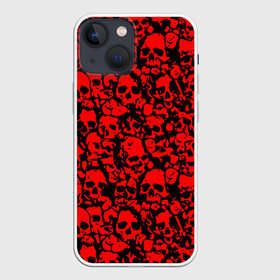 Чехол для iPhone 13 mini с принтом КРАСНЫЕ ЧЕРЕПА | RED SKULL в Тюмени,  |  | abstraction | bones | geometry | hexagon | neon | paints | skull | stripes | texture | triangle | абстракция | брызги | геометрия | краски | неон | неоновый | соты | текстура | черепа