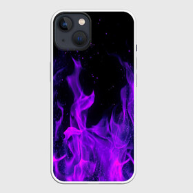 Чехол для iPhone 13 с принтом ФИОЛЕТОВЫЙ ОГОНЬ | PURPLE FIRE в Тюмени,  |  | Тематика изображения на принте: abstraction | bones | fire | geometry | hexagon | neon | paints | skull | stripes | texture | triangle | абстракция | брызги | геометрия | краски | неон | неоновый | огонь | соты | текстура | черепа