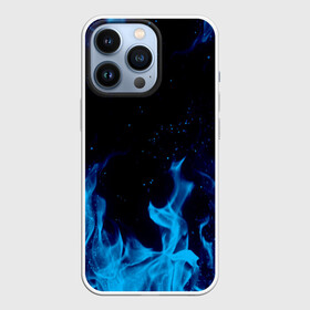 Чехол для iPhone 13 Pro с принтом СИНИЙ ОГОНЬ | BLUE FIRE в Тюмени,  |  | Тематика изображения на принте: abstraction | blue fire | bones | fire | geometry | hexagon | neon | paints | skull | stripes | texture | triangle | абстракция | брызги | геометрия | краски | неон | неоновый | огонь | соты | текстура | черепа