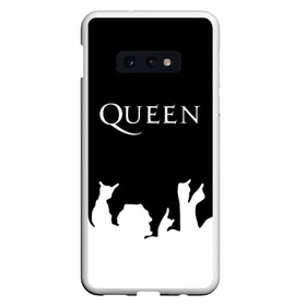 Чехол для Samsung S10E с принтом QUEEN в Тюмени, Силикон | Область печати: задняя сторона чехла, без боковых панелей | queen | rock | we will rock you | брайан мэи | группа queen | группа квин | джон дикон | квин | королева | король | роджер тейлор | рок | фредди меркьюри