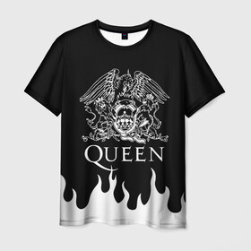 Мужская футболка 3D с принтом QUEEN  в Тюмени, 100% полиэфир | прямой крой, круглый вырез горловины, длина до линии бедер | queen | rock | we will rock you | брайан мэи | группа queen | группа квин | джон дикон | квин | королева | король | роджер тейлор | рок | фредди меркьюри