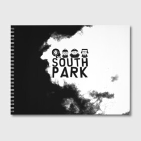 Альбом для рисования с принтом South Park в Тюмени, 100% бумага
 | матовая бумага, плотность 200 мг. | Тематика изображения на принте: south park | sp | батерс | баттерс | гарисон | енот | кайл  брофловски | картман | кеннет | кенни | маки | макки | маккормик | марш | мистер | мистереон | мультфильм | полотенчик | ренди | саус парк | сауспарк