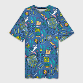 Платье-футболка 3D с принтом Ghost Hunters Pattern в Тюмени,  |  | scooby doo | vdosadir | скуби ду | уильям ханна
