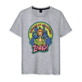Мужская футболка хлопок с принтом Zoinks ! в Тюмени, 100% хлопок | прямой крой, круглый вырез горловины, длина до линии бедер, слегка спущенное плечо. | scooby doo | shaggy | vdosadir | скуби ду | уильям ханна | шегги
